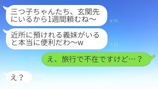 義姉が無理やり3つ子を私に預けてきた。「玄関にいるから1週間頼むよ～！」私「え、旅行に行ってるんですが…？」→自己中心的な義姉のその後がwww