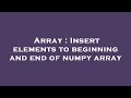 Array : Insert elements to beginning and end of numpy array