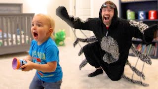 SPIDER DAD SCARES 2 YEAR OLD.