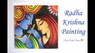 Radha Krishna Painting using Acrylic Colors/ Radha-Krishna Portrait/ Abstract Painting
