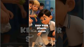 Adarsh & Friends Keep the School Clean 🧹✨ | 🚮 #KidsLearning #youtubeshorts #Shorts
