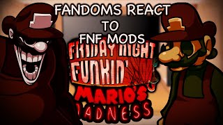 Fandoms React to FnF Mods || Mario’s MADNESS, Mario 85’, Mario.exe and MORE || GCRV || PART 7