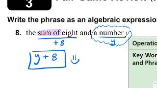 Evaluating and Writing Algebraic Expressions Chapter 3