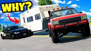 We Attempted Car Hunt Police Chases with the RV in BeamNG Drive Mods!