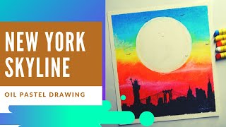 Easy Oil Pastel Drawing for Beginners - New York Skyline