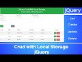 Crud with Local Storage jQuery  | jQuery tutorial | jQuery tutorial for beginners