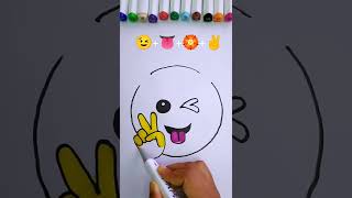 Emoji Satisfying Creative Art | Mix Emoji Art 😉+👅+✌️+🏵️  Emoji Drawing | Combine 4 Emoji |