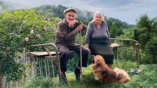 Hard life of an elderly couple in a mountain village on the border with Romania