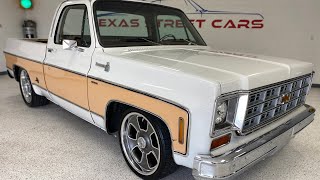 1977 Chevrolet C10, 555 skip white big block, wilwoods, Dakota gauges, tci trans, 4/6 drop SOLD