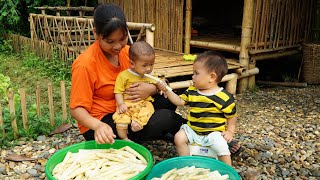 single mother - Takes bamboo shoots to sell at the market, Cooks, Takes care of