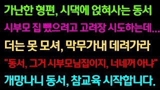 (사이다사연) 가난한 형편에 시댁에 얹혀사는 동서, 시부모 집 빼앗으려고 고려장 시도하는데... [실화사연/사이다 사연]