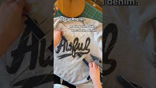 Upcycling a sweatshirt with woven jeans #upcycling #sustainablefashion  #upcyclingideas