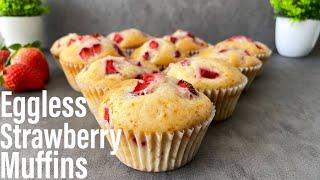 Eggless Strawberry Muffins | Valentine's day Special | Fresh \u0026 Moist Strawberry Muffins | Best Bites