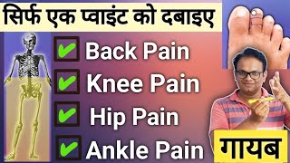 best single acupressure point for back pain, knee, hip, ankle joint pain, arthritis, swelling