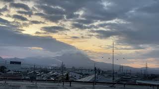 3/16、朝の伯耆富士…今日の予報は曇り時々雨☁️☔️、15度