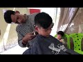 the got haircut at street barbershop in cambodia