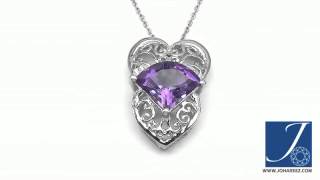 Inspirations 7.80CTW Fancy Shape Genuine Amethyst .925 Sterling Silver Heart Shape Pendant