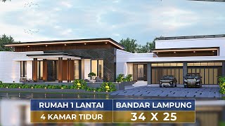 DESAIN RUMAH MEWAH 1 LANTAI DENGAN KOLAM RENANG DI BANDAR LAMPUNG! ADA AREA BERMAIN! - JASA DESAIN