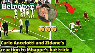 Carlo Ancelotti and Zidane's reaction to Mbappe's hat trick in Real Madrid Vs Manchester City 3-1