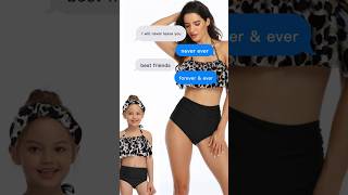  Parent-child Swimsuit Printed High Waist Bikini Ruffled Mother And Daughter Swimwear #outfit #haul