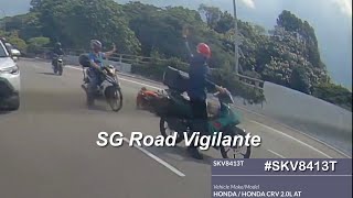 14feb2025 Woodlands checkpoint  speeding malaysian motorcyclist skidded when honda crv lane change