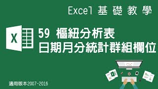 【Microsoft Excel教學】59 樞紐分析表 日期月分統計群組欄位