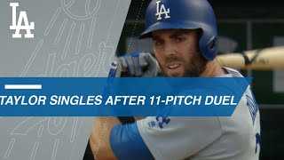 Chris Taylor singles after 11-pitch at-bat vs. Robles