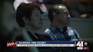 Cynthia Newsome speaks to Cerner employees during Black History Month