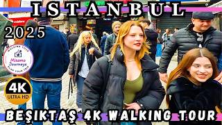 Istanbul 4K Walking Tour: Besiktas Cozy Streets, Cafes, Local Foods \u0026 Markets | February 2025