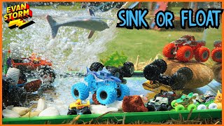 Monster Trucks Sink or Float Challenge with Monster Jam Mini Toy Trucks