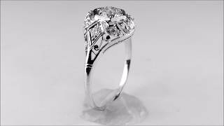 J37011 - Edwardian .60ct. Diamond Antique Engagement Ring Platinum