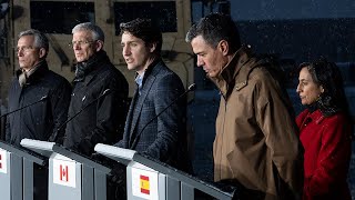 PM Justin Trudeau speaks on NATO support missions with other leaders in Latvia