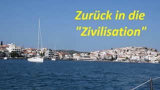 CIVILISATION! - and a serene small bay to be found Sailing Greece, round Peloponnese Part 12