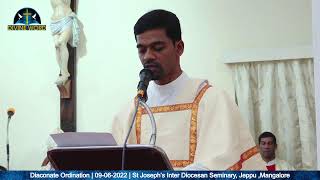 Diaconate Ordination | 09-06-2022  |03.00 PM | St Joseph’s Inter Diocesan Seminary, Jeppu, Mangalore