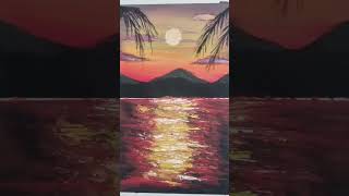 Learn to Paint a Breathtaking Red Sunset with Acrylics #acrylicart #acrylic #art #shorts