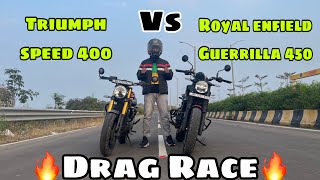 ROYAL ENFIELD GUERILLA 450 VS TRIUMPH SPEED 400 DRAG RACE #trending #shorts #motovlog