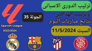 ترتيب الدوري الإسباني وترتيب الهدافين ونتائج مباريات اليوم السبت11-5-2024 من الجولة 35
