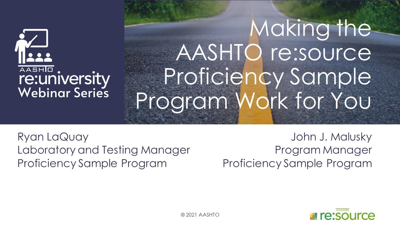 Aashto Re University Webinar Series Making The Re Source Proficiency