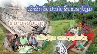 ໄປເບິ່ງເສົາສັກສິດ ຢູ່ທີ່ໜອງໂຫຼ່ມ ປ່າໄມ້ລຳທຽນ ບ້ານຈອມແລງ ເມືອງຮຸນ