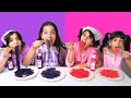 تحدي الوردي 🩷 ضد البنفسجي 💜! أكل يوم كامل 🤣full day Pink vs Purple