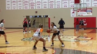 WATCH NOW: Crown Point girls basketball runs drills during first practice in title defense