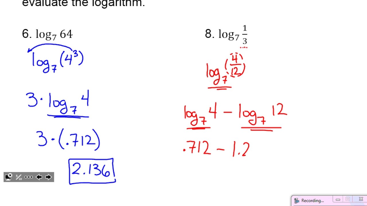 Algebra Rules For Logarithms