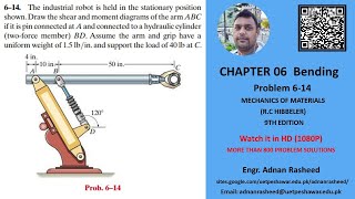 Draw the shear and moment diagrams of the arm ABC | Problem 6-14 | Mechanics of material rc Hibbeler