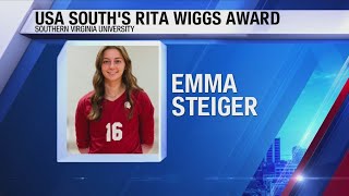 Southern Virginia's Emma Steiger wins the USA South's Rita Wiggs Award