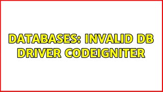 Databases: invalid db driver codeigniter