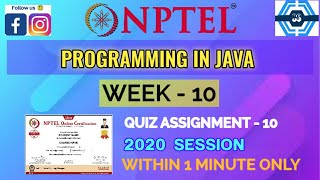Programming in Java - NPTEL || WEEK 10 QUIZ ASSIGNMENT SOLUTION ||