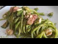 Spaghetti al pesto di rucola con salmone