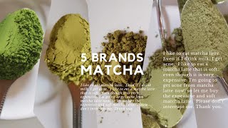 Comparison of 5 brands of matcha powder color #recipe giveaway #greentea #matcha / 5 Brands Matcha