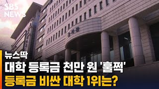 연평균 등록금 '1,038만 원'…등록금 비싼 대학 1위는 / SBS / 뉴스딱