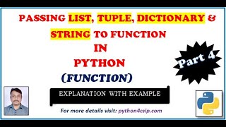 Passing List Tuple Dictionary String to function | Passing Collection to function in hindi
